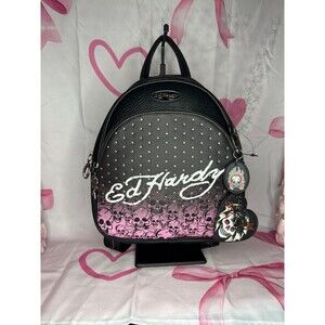 Ed Hardy Rhinestone Skull Backpack handbag